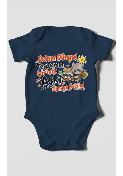 Morivokids Teyzeye Özel Kısa Kollu Bebek Body %100 Pamuk Zbn189-kk Lacivert