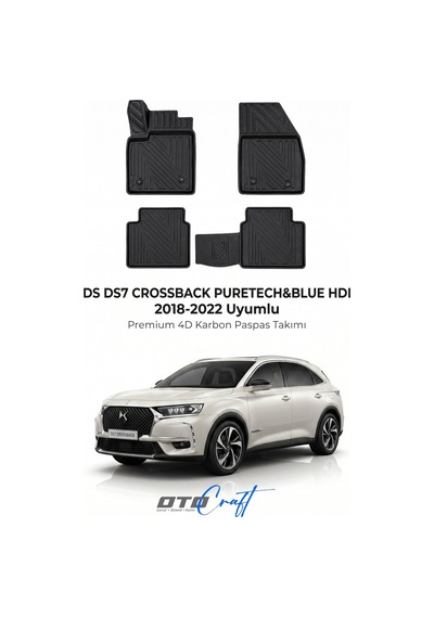 Otocraft Ds Ds7 Crossback Puretech Blue Hdi 2018-2022 Araca Özel 4d Karbon Oto Paspas Havuzlu