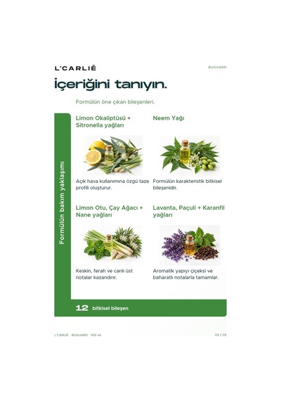 L'carlıe Buguard Bitkisel Vücut Spreyi Aromatik 100 Ml