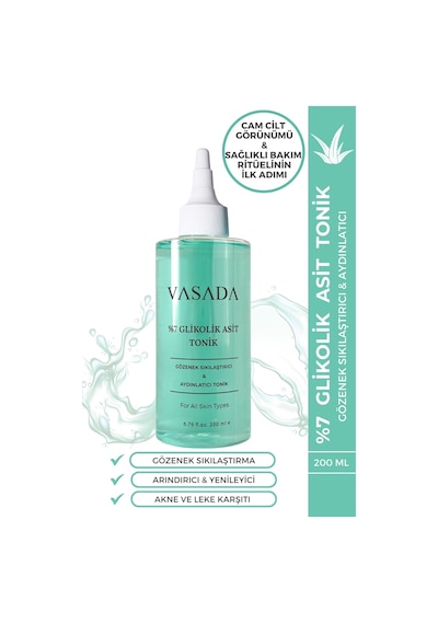Vasada Gözenek Sıkılaştırıcı ve Aydınlatıcı Glikolik Asit Tonik 200 ML