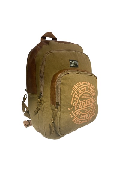 Old Cotton Cargo Kaliteli Siyah Vintage Salaş Baskılı Disayn Günlük Gezi Okul Sırt Çantası Revilla Bag 28x38cm Hardal Sarı