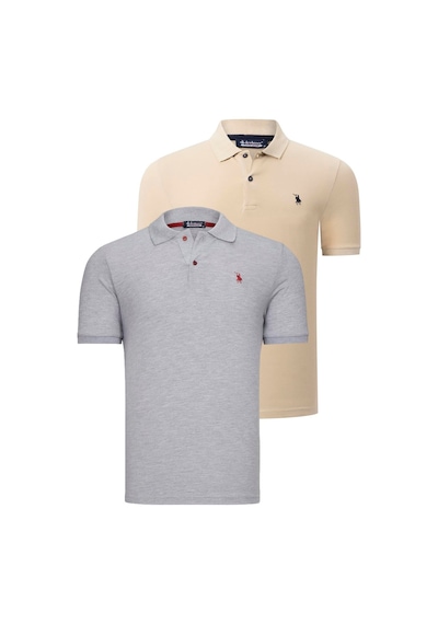 İkili Set T8561 Dewberry Erkek Tshırt-gri-bej