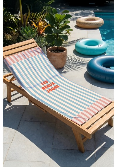 Çizgili Modern Marine Plaj Havlusu - Mavi Pembe Akdeniz Stil Hızlı Kuruyan Mikrofiber Havlu Çiy Leylak