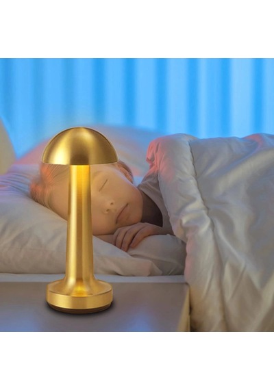 Özel Üretim Gold Usb Şarjlı Dokunmatik 3 Renkli Şık Estetik Modern Dekoratif Led Masa Lambası Mz327