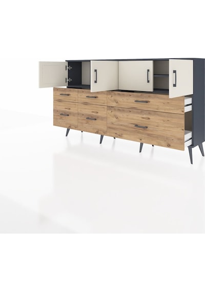 Arges Konsol 4 Raflı 6 Çekmeceli 4 Kapaklı 176x30x99 Antrasit-aytaşı/çam Aytası/atlas Çam - Antrasıt Arges Konsol 4 Raflı 6 Çekmeceli 4 Kapaklı 176x30x99 Antrasit-aytaşı/çam Aytası/atlas Çam - Antrasıt