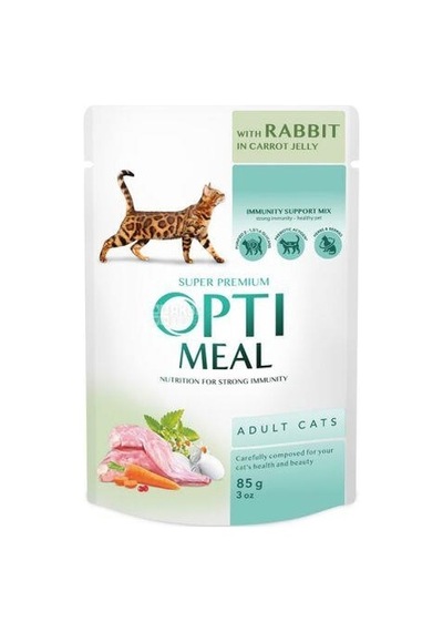 Optimeal Havuç Jöleli Tavşanlı Yetişkin Kedi Maması 85 G