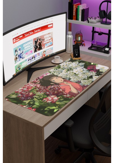 Spirited Away Kaymaz Dikişli Kauçuk Oyuncu Mousepad V1 - 90x40 Xxl Gaming Mouse Pad Fare Altlığı