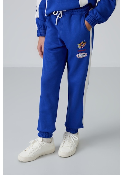 Tommylife Tommy Life Gece Mavi Pamuklu İçi Tüylü Yumuşak Dokulu Standart Fit Baskılı Kız Çocuk Eşofman Takım - 75166 Mavi