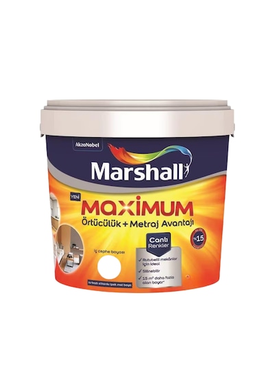 Marshall Maximum İpek Mat Silikonlu Silinebilir İç Cephe Boyası 2,5 Lt