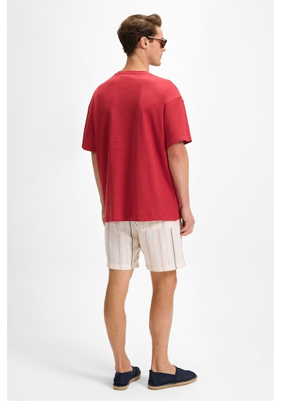 Grimelange TEMPUS Erkek Baskı Detaylı %100 Organik Pamuk Bisiklet Yaka Oversize Fit Bordo T-Shirt