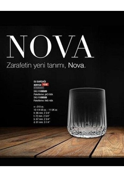 420154 Nova Su Bardağı 310 Cc 6 Lı Çok Renkli