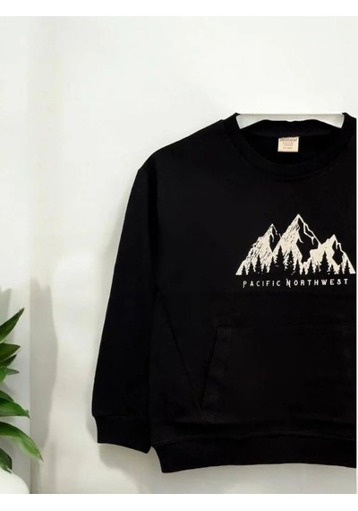 Zekids Erkek Çocuk Northwest Baskılı İnce Sweat-14276 Siyah