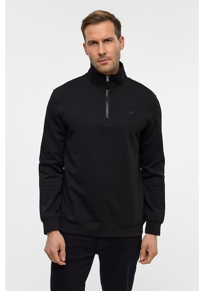 Süvari Siyah Regular Düz Yarım Balıkçı Yaka Sweatshirt Siyah