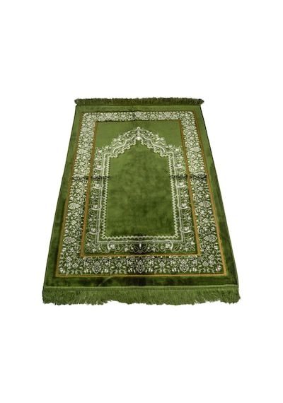 Kadife Seccade 120x80 + Tesbih + Zikirmatik + Ayraç + Çanta Boy Kuran  Seti Yeşil