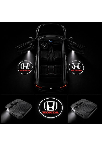 Honda Kapı Altı Logo Projektör Led Işığı 2'li Set Pilli Kablosuz Kapı Karşılama Lambası