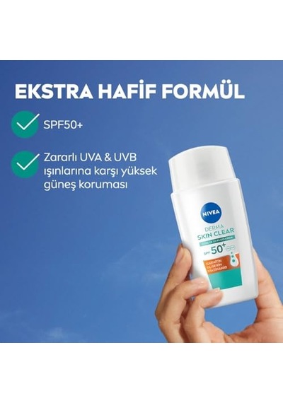 Nıvea Spf50 Derma Skin Clear Sivilce Karşıtı Gündüz Yüz Kremi 40 Ml,matlaştırıcı,makyaj Bazı,karnitin,gliserin,niasinamid,hafif Formül
