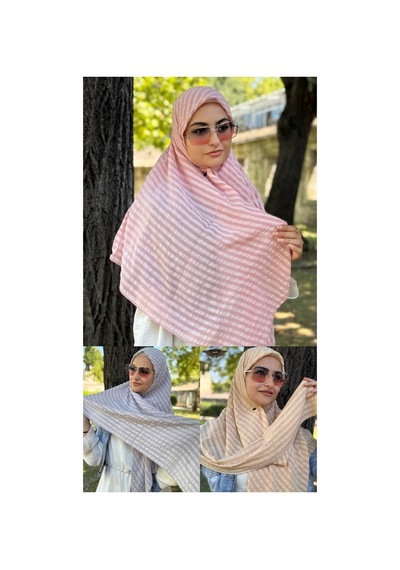 Aldaıyr 3 Adet - Jakarlı Caz Eşarp 120 X120 Pamuk Çok Renklig03-1