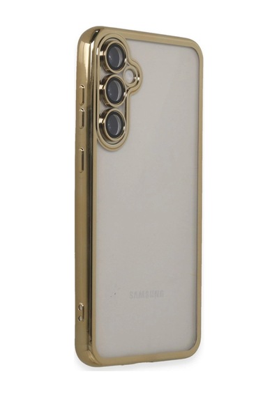 Samsung Uyumlu Galaxy S23 Fe Kılıf Kamera Korumalı Lensli Silikon Altın