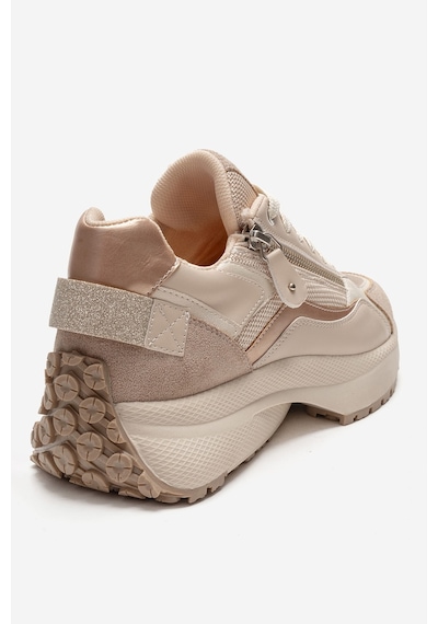 Luvishoes Rocca Bej Rose Fermuar Detaylı Kadın Sneaker Bej - Pudra