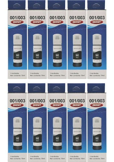 Ekoset Epson 103 L3160 L5190 Siyah Uyumlu Mürekkep 70 ML 10 Adet