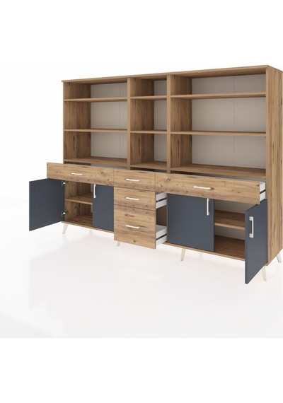 Hyperion Dolap 11 Raflı 5 Çekmeceli 4 Kapaklı 220x44x163 Çam-antr Çam-antrasit/çam Hyperion Dolap 11 Raflı 5 Çekmeceli 4 Kapaklı 220x44x163 Çam-antr Çam-antrasit/çam