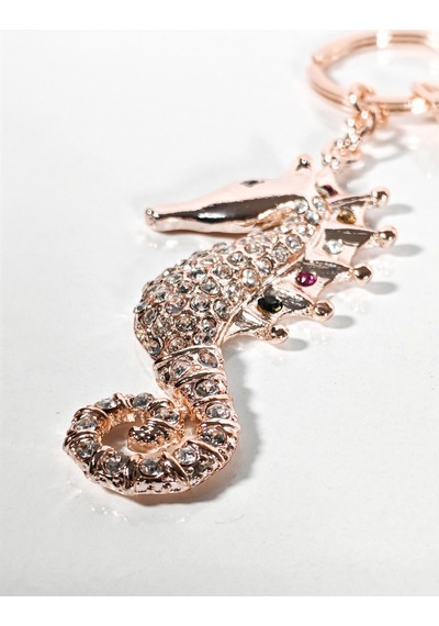 Taşlı Denizatı Anahtarlık Rose Gold Işıltılı Şık Çanta & Anahtar Aksesuarı Çok Renkli