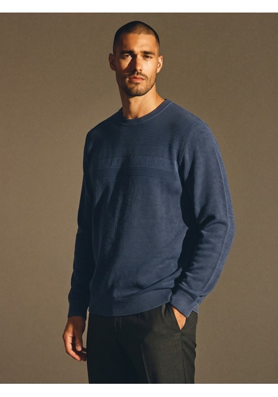 Maccali Erkek Mavi Büyük Beden Pamuklu Kışlık Desenli Sweatshirt