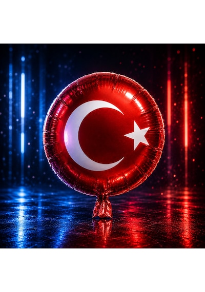 Vıp Kalite 21 Adet Türk Bayraklı Balon 46 Cm Kırmızı Türk Bayraklı Folyo Balon Parlak Metalik Balon