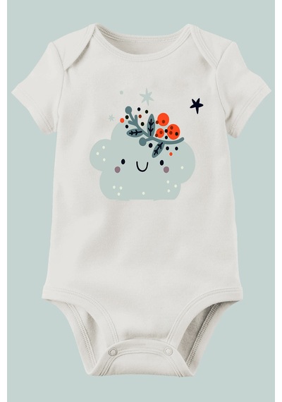 Babylimon Organik Baskılı Pamuklu Unisex Bebek Body Beyaz - 132151540 Beyaz