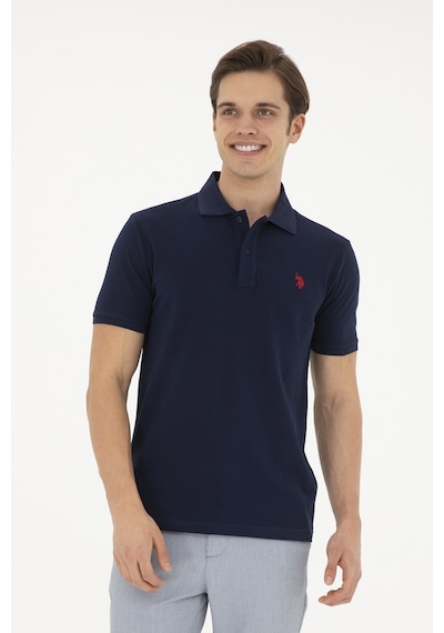 U.S. Polo Assn. Erkek Slim Fit Polo Yaka Lacivert Basic Tişört 50279573-VR033