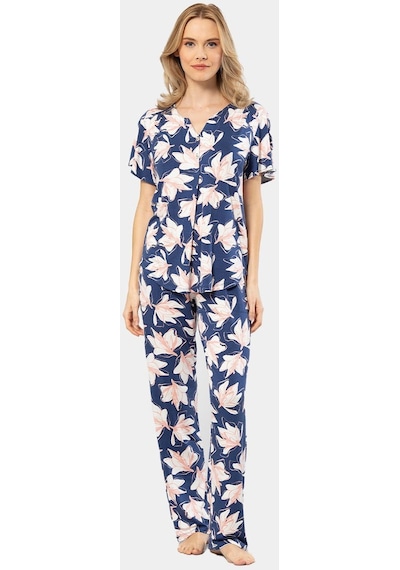Türen Patlı Örme Kısa Kol Pijama Takımı 3606/lacivert 001