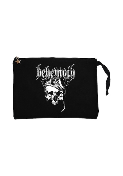 Behemoth Skull Siyah Clutch Astarlı Cüzdan / El Çantası Siyah