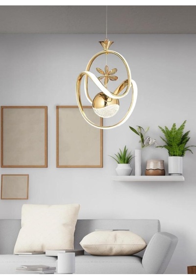 Tek Toplu Modern Gold Kaplama Sarkıt Led Avize Salon Avize 3 Renk Ledli Gold