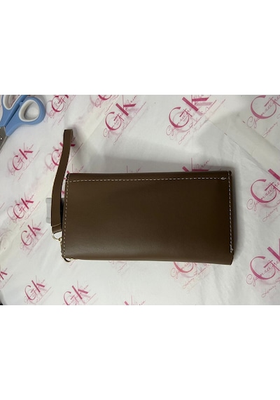 Gk Gamzelirenklerim Luxury Fashıon&accessorıes El Askılı Telefon Ve Para Bölmeli Lux Yumuşak Deri Cüzdan Vızon