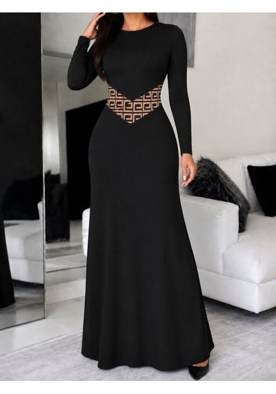 Meridefashion Uzun Kollu Bisiklet Yaka Bel Geometrik Korsaj Detaylı Uzun Dalgıç Elbise - 62682 S/m Siyah Meridefashion Uzun Kollu Bisiklet Yaka Bel Geometrik Korsaj Detaylı Uzun Dalgıç Elbise - 62682 S/m Siyah