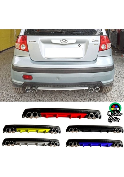 Hyundai Getz Uyumlu Yuvarlak Egzozlu Sarı Difüzör Difizör Çiftli Egzoz Görünüm Arka Ek