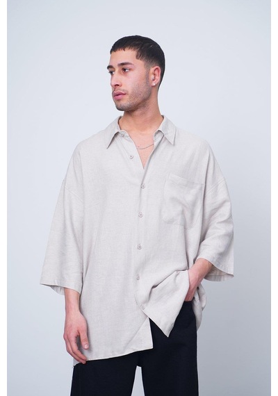 Taş Basic Yarım Kollu 1b Ch Oversize Gömlek Taş