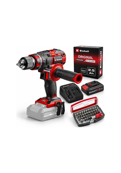 Einhell Tp- Cd 18/80 Li I Bl Akülü Solo Darbeli Matkap +1x 2.5 Ah Starter Kit Akü + Kwb 32 Parça Bits Uç