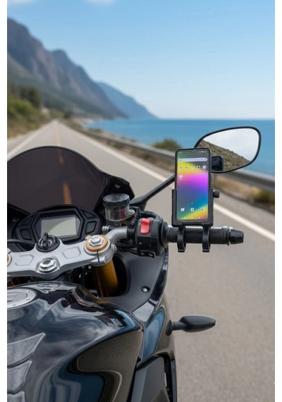 Durukar Evrensel Motosiklet Telefon Tutucu Kaymaz, Kilitlenebilir Güvenli Tutuşlu, 360 Ayarlanabilir Gido