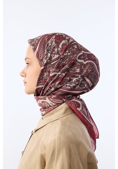 Mirsoy Scarf Zümra Desen Eşarp Bordo