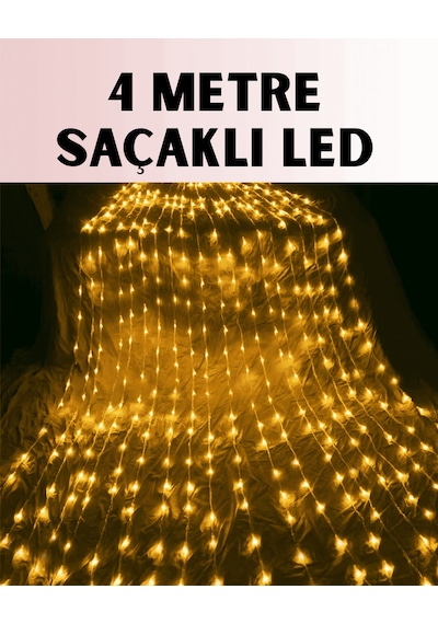 Şelale Perde Işık, 4 Metre Icicle Yılbaşı Sıcak Ambiyans Led Çok Renkli