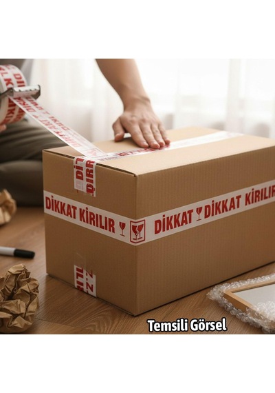 Dikkat Kırılır Koli Bandı 45x100 Mt Kırılabilir Ürünler İçin Uyarı Baskılı Güçlü Paketleme Bandı Diğer