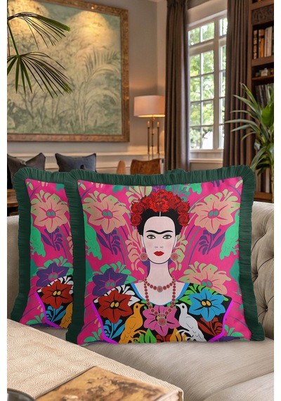 Tropikal Çiçekli Renkli Saçaklı Yastık Kılıfı - Meksika Desenli Boho Yeşil Püsküllü Kırlent Kılıfı Canlı Yosunlu Kehribar Tropikal Çiçekli Renkli Saçaklı Yastık Kılıfı - Meksika Desenli Boho Yeşil Püsküllü Kırlent Kılıfı Canlı Yosunlu Kehribar