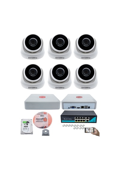 6 Kameralı Ip Dome Güvenlik Kamerası Seti Kdj-6s-1d-ıp-v0