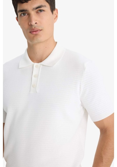 Defacto Standart Fit Polo Yaka Triko Kısa Kollu Tişört F4947ax25auer140 Ekru