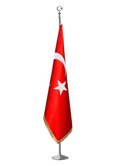 Zc Bayrak Türk Makam Bayrağı Krom Kaplı Direk Ve Simli Bayrak Seti Standart