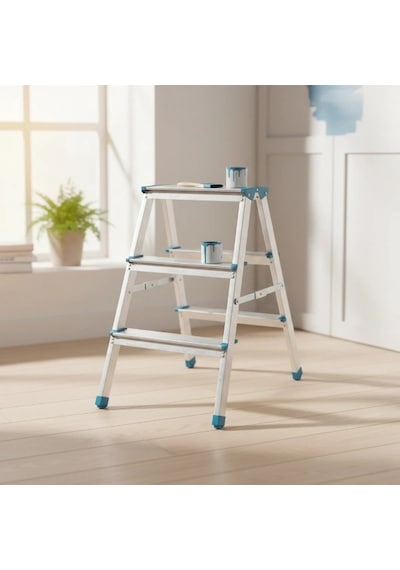 Buğz 3+3 Çift Basamaklı Alüminyum Metal Merdiven