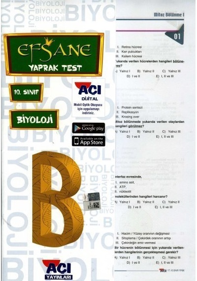 Efsane 10.Sınıf Biyoloji Yaprak Test 64 Sayfa