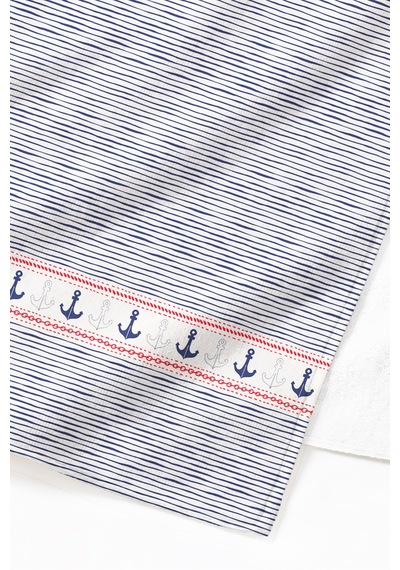 Çizgili Çapa Marine Plaj Havlusu - Lacivert Beyaz Nautical Modern Hızlı Kuruyan Mikrofiber Havlu Bulut Köpüğü