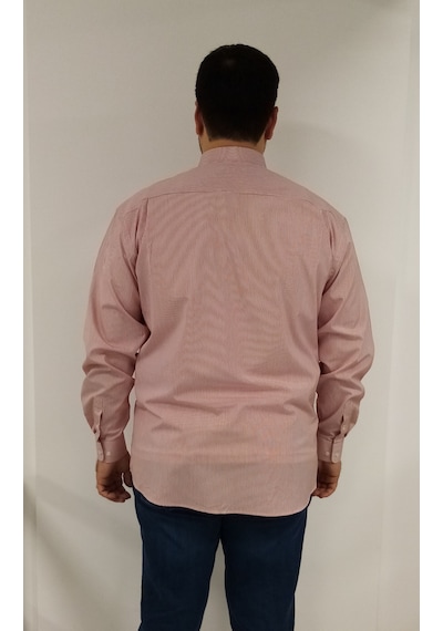 Tousus Büyük Beden Kırmızı Çizgili Erkek Gömlek Btl-6086-tss